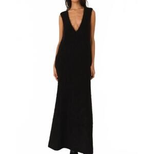 NEW THE GARMENT roma plunging neck gown in black